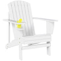 Classic Adirondack Chair Muskoka Chair, Garden Deck Chair with Cup Holder for Patio, Indoor, Backyard, White