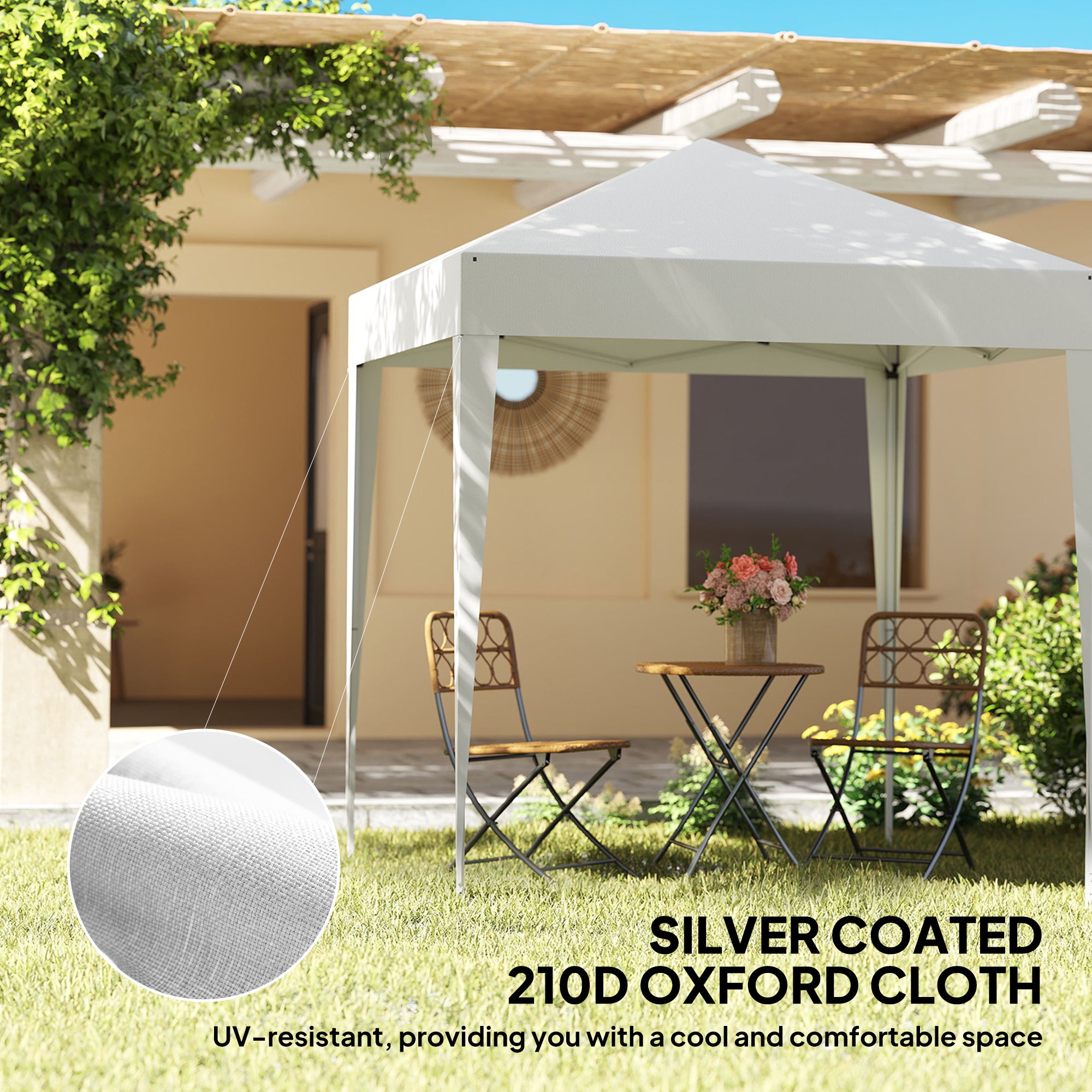 6.6'x6.6' Pop Up Canopy Tent with Sidewalls, Instant Sun Shelter Camping Gazebo with Carry Bag, White