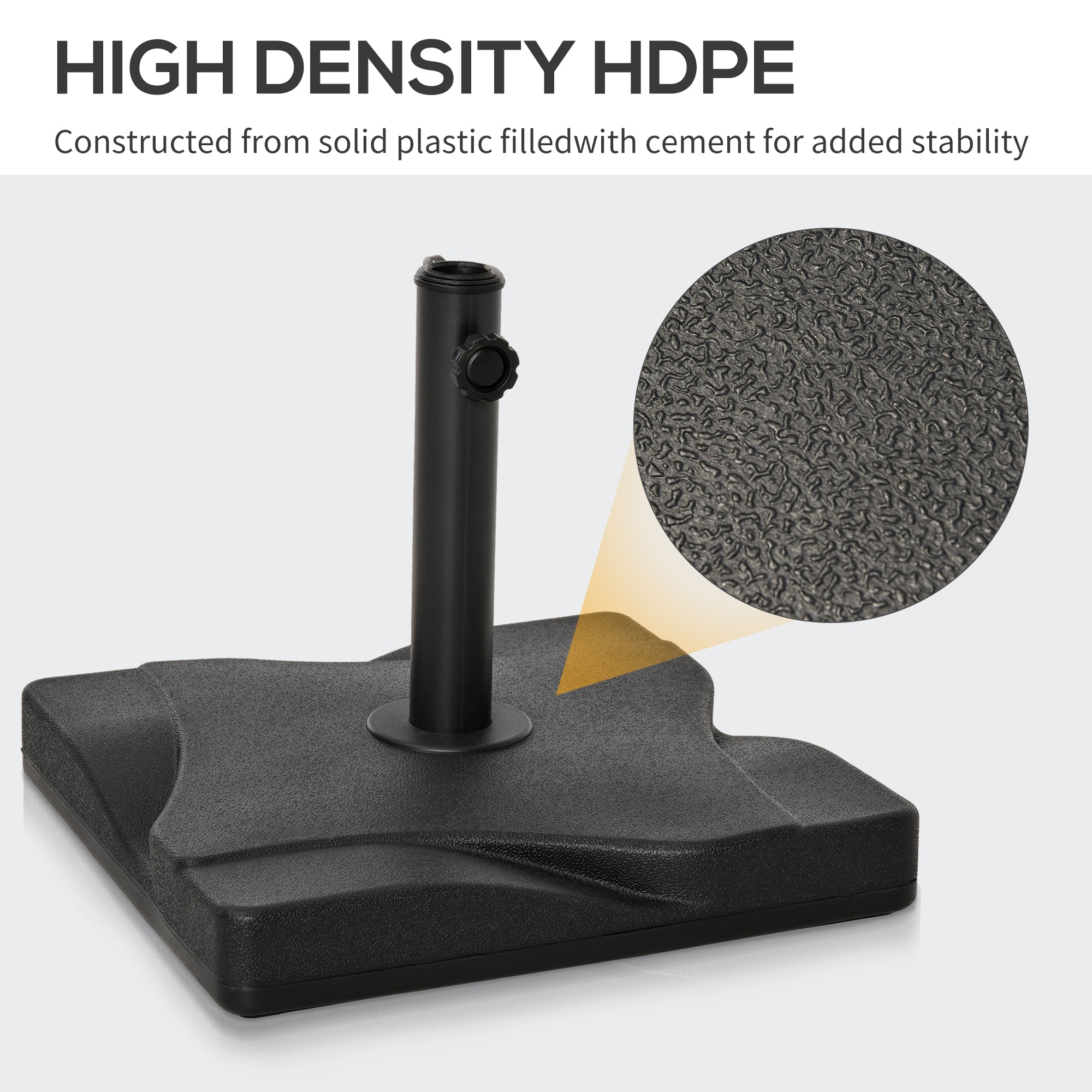 44lbs Square Cement Patio Umbrella Base Stand, Outdoor Garden Parasol Base Umbrella Weight Stand Holder Fits Î¦1.3", Î¦1.5" and Î¦2.0" Pole - Black
