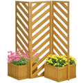Backyard Privacy Screen - Folding 65" with Planters for Patio, Deck, and Backyard, Brown