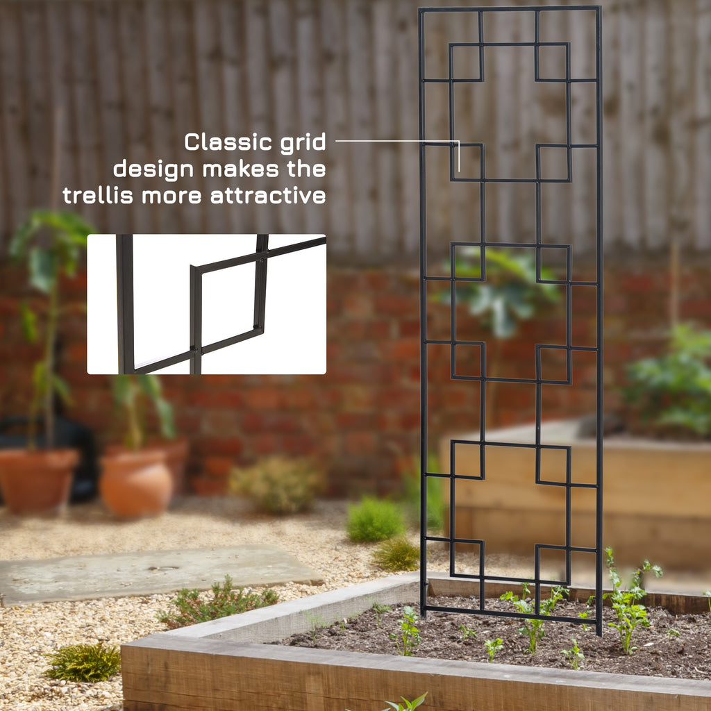 4 Pack Garden Trellis for Climbing Plants, Outdoor Metal Grid Panels for Roses, Vine Flower, Cucumber, Clematis, 72" Tall