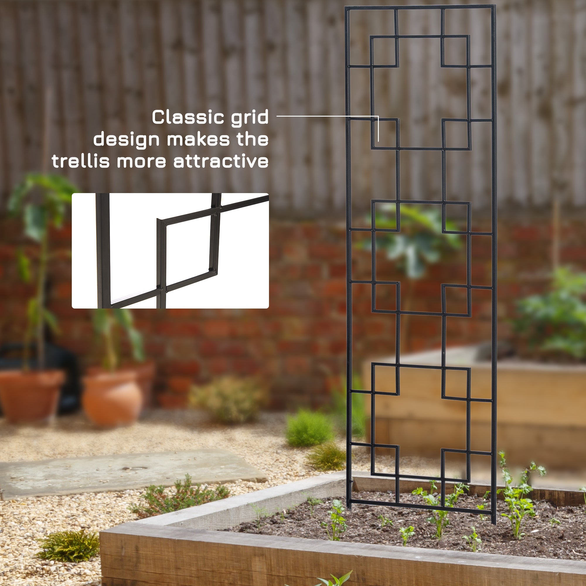 4 Pack Garden Trellis for Climbing Plants, Outdoor Metal Grid Panels for Roses, Vine Flower, Cucumber, Clematis, 72" Tall