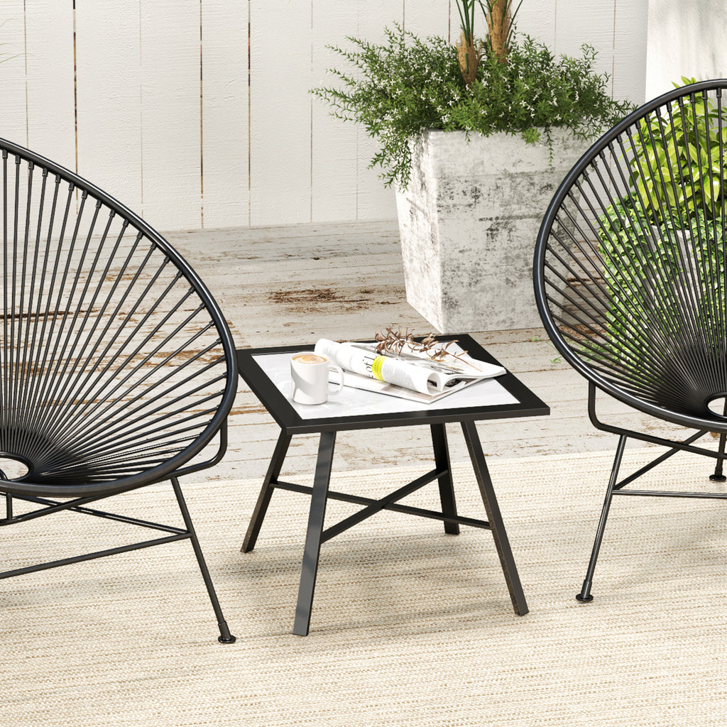Small Outdoor Side Table, Patio Side Table with SPC Tabletop for Garden, Patio, Lawn, Grey