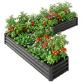 L-Shaped Raised Garden Bed, 82" x 109" x 12" Galvanized Steel Planter Box with Multi-reinforced Rods for Vegetables, Flowers and Herbs, Dark Grey