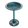 27'' Bird Bath Outdoor Resin Decor with Fleur De Lis Pattern, Time-Worn Finish