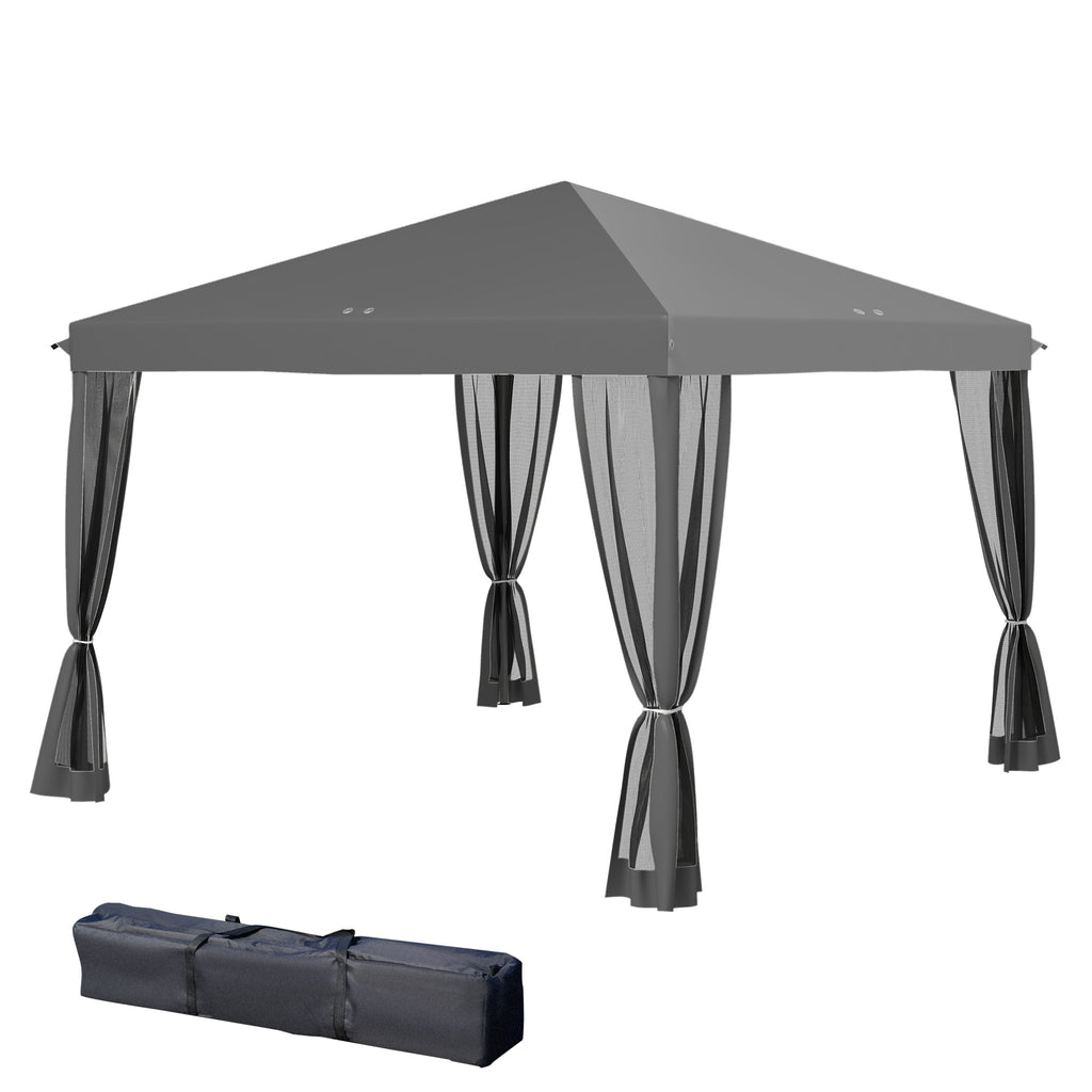 10' x 10' Pop Up Canopy Tent Gazebo, Foldable Canopy Tent with Zipper Mesh Sidewalls, Light Grey