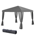 10' x 10' Pop Up Canopy Tent Gazebo, Foldable Canopy Tent with Zipper Mesh Sidewalls, Light Grey