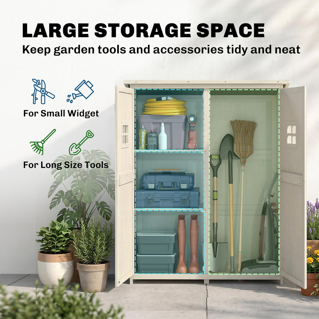 4x1.5ft Wooden Garden Sheds, Outdoor Storage with Windows and Double Door for Gardeners, Grey