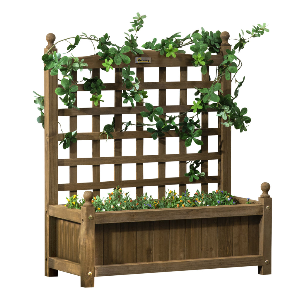 Garden Planter with Trellis for Climbing Vines, Wood Raised Garden Bed, Planter Box for Garden, Indoor Outdoor, Coffee