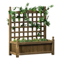 Garden Planter with Trellis for Climbing Vines, Wood Raised Garden Bed, Planter Box for Garden, Indoor Outdoor, Coffee