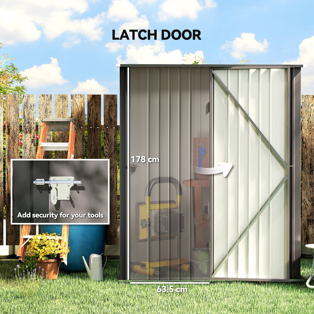 5' x 3' Outdoor Storage Shed, Steel Garden Shed with Single Lockable Door, Tool Storage Shed for Backyard, Light Grey