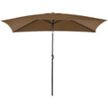 6.5x10ft Rectangle Aluminum Tilt Patio Umbrella, Garden Market Parasol, Outdoor Sunshade Canopy with Crank, Coffee