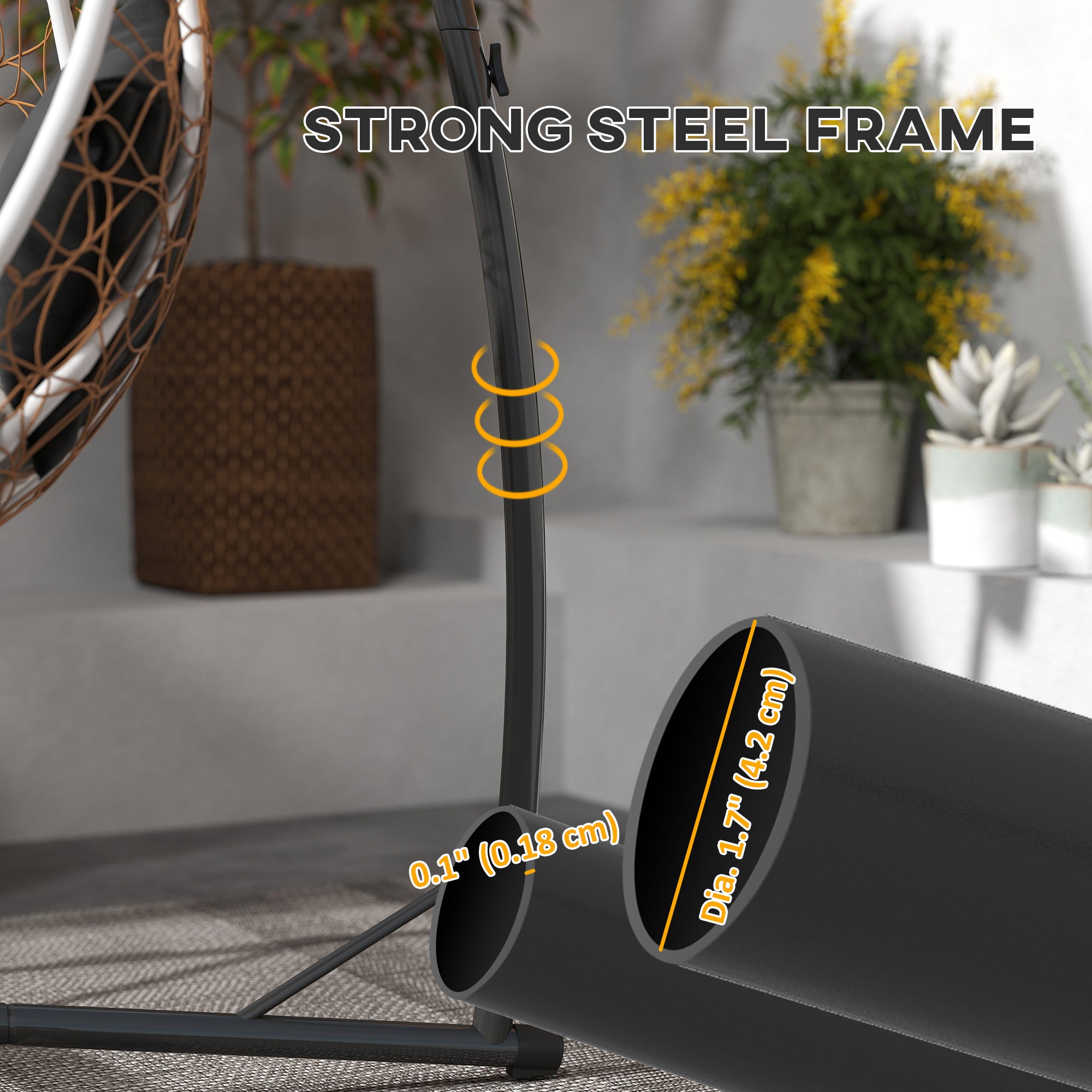 Hammock Chair Stand, Heavy Duty Steel Hanging Chair Stand for Swing Chair, Egg Chair Stand with Cup Holder, Black