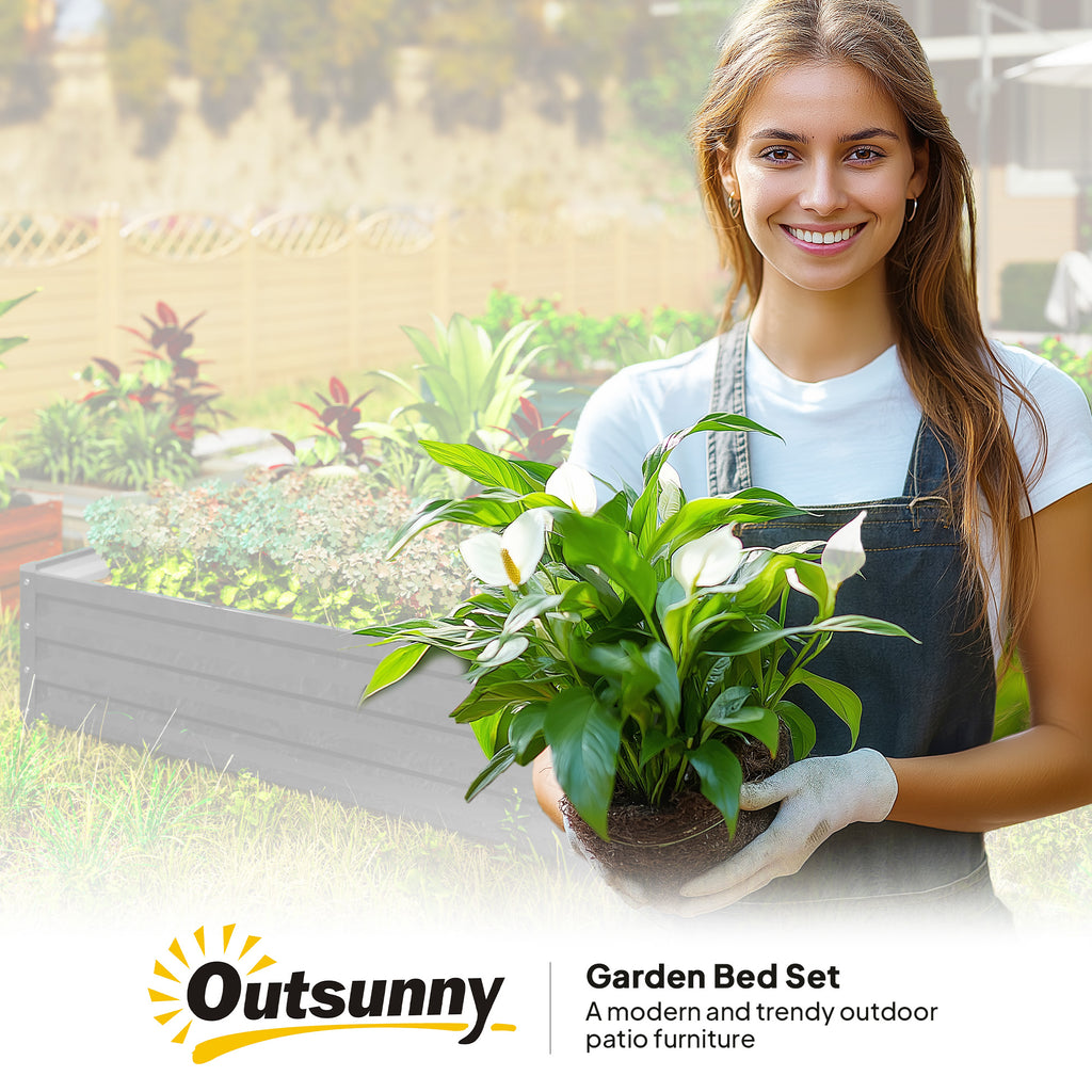 4' x 4' x 1' Raised Garden Bed Galvanized Steel Planter Box for Vegetables, Flowers, Herbs, Grey