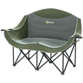 Portable Camp Chair, Double Camping Chair with Cup Holders and Carry Bag, Support 551 lbs, Dark Green