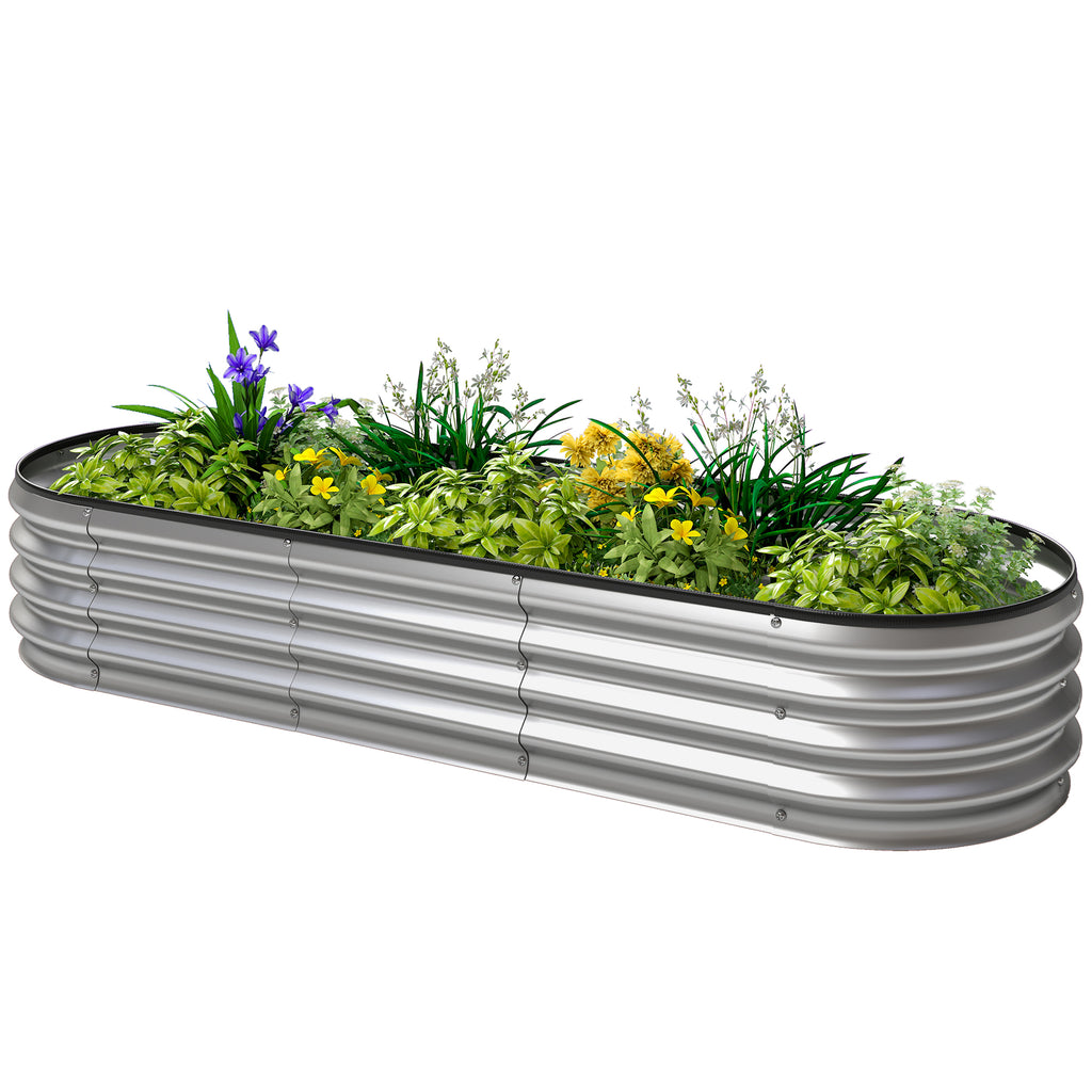 Galvanized Raised Garden Bed, 6 x 2 x 1 Modular Metal Garden Beds with Rubber Strip Edging, Heavy-Duty Outdoor Planter Box for Vegetables, Flowers and Herbs, Silver