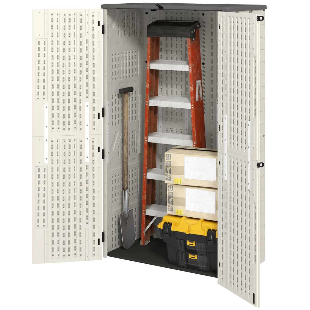 368 Gallon Outdoor Storage Cabinet with Openable Top and Lockable Doors for Lawnmower, Trash Can, Patio Accessories