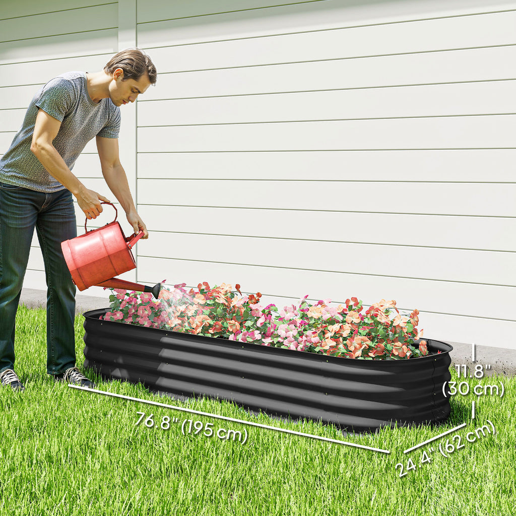 6.4 x 2 x 1ft Galvanized Raised Garden Bed Kit, Metal Planter Box with Safety Edging, Dark Grey