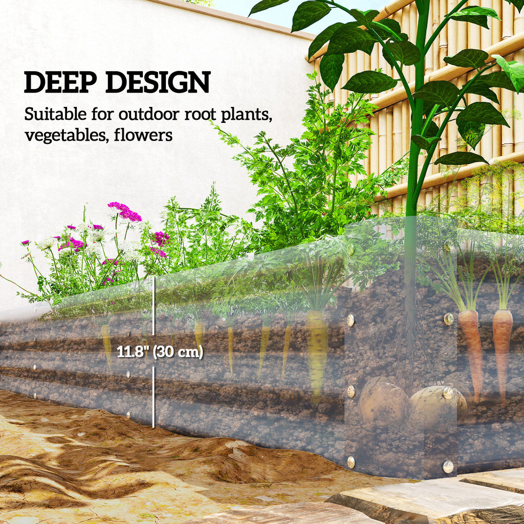 12 x 4 x 1ft Galvanized Raised Garden Bed, Reinforced Outdoor Planter Box with Open Bottom, Silver
