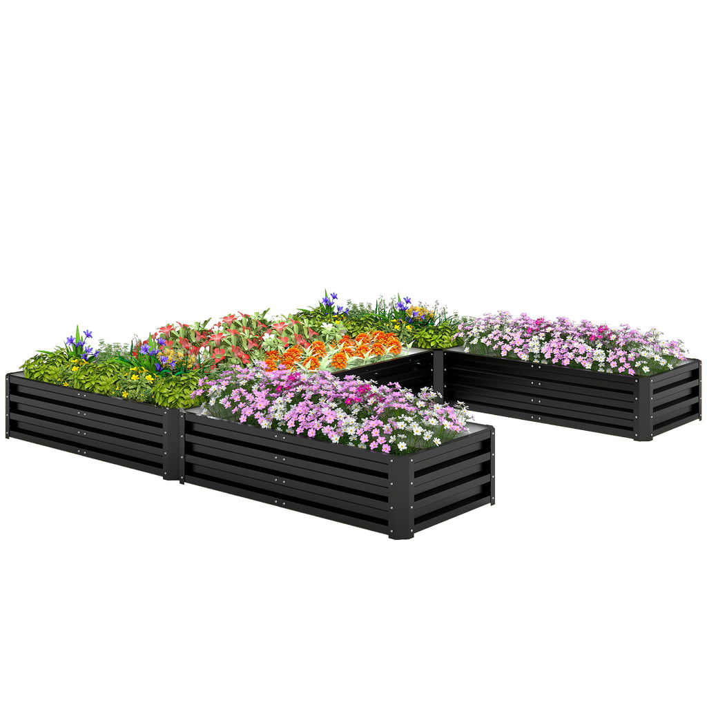 Steel Raised Garden Bed, Set of 5 Large Box Planters for Outdoor Plants Vegetables Flowers Herbs, 8x8x1ft, Black