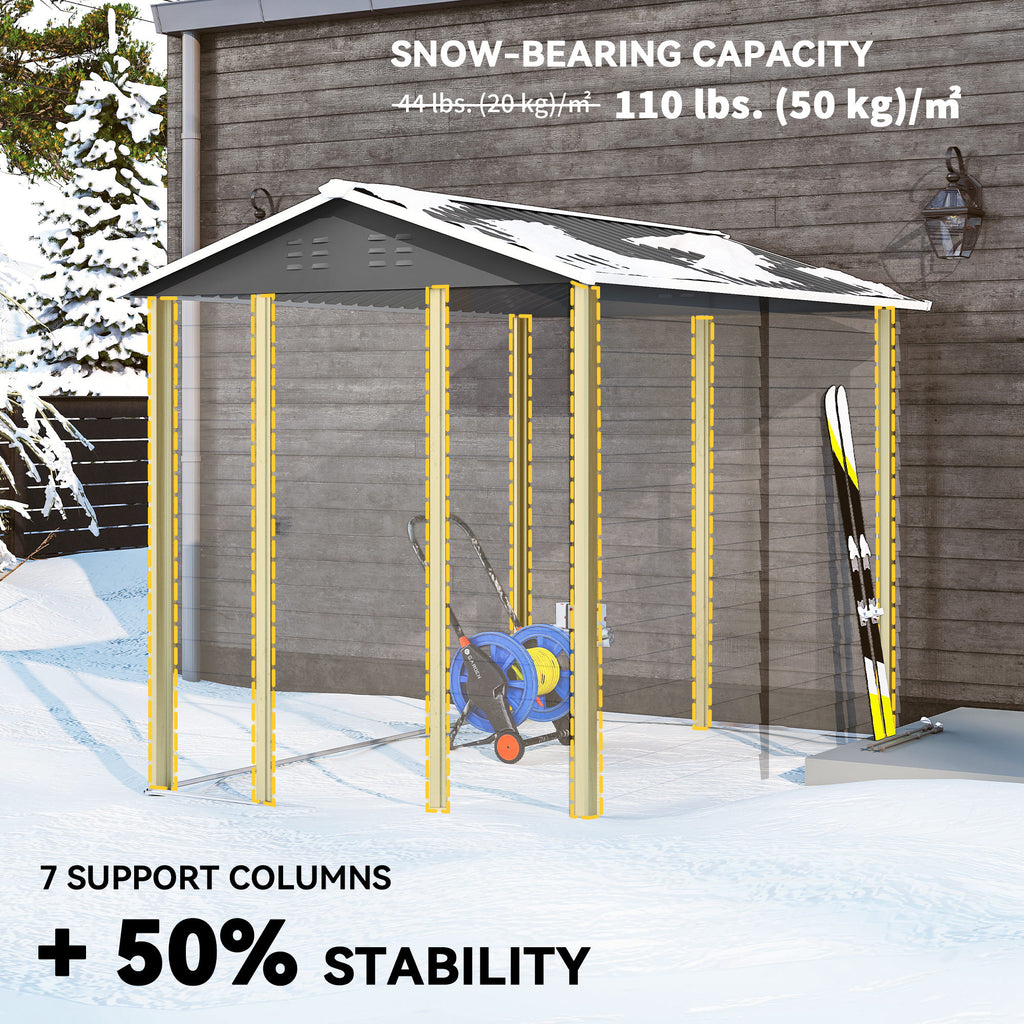 9' x 6' Garden Shed, Outdoor Storage Patio Shed w/ Sloped Roof, Lockable Door for Patio Lawn, Dark Grey