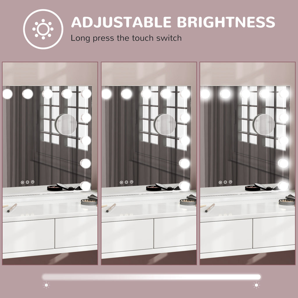 Hollywood Makeup Mirror with Lights, 3 Lighting Modes, USB Charging Port, Tabletop or Wall Mounted, White