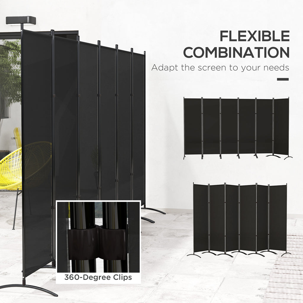 6 Panel Folding Room Divider, UV30+ Privacy Screen, Indoor Outdoor Privacy Panel with Stable Base, Black