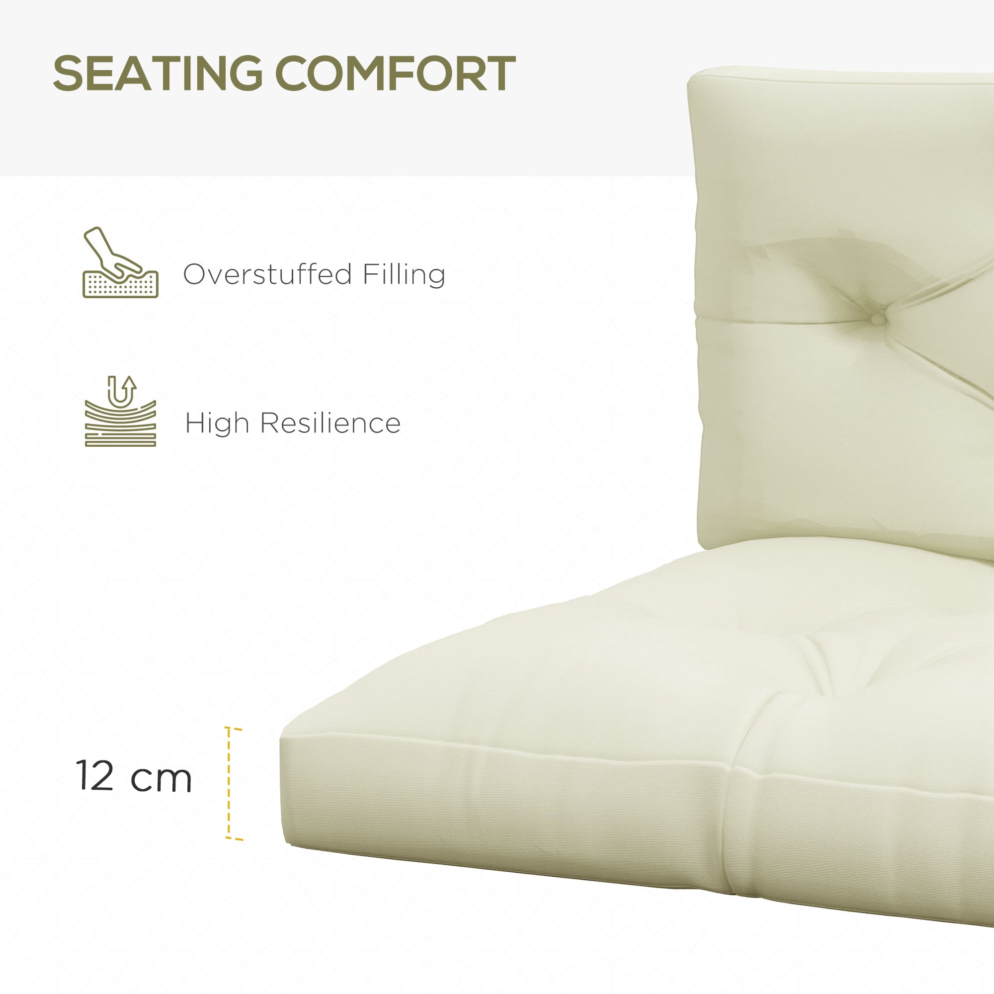 2 Seater 5" Thick Outdoor Seat Cushions with Back Cushion for Pallet, Loveseat Outdoor Furniture Cushions, Cream White