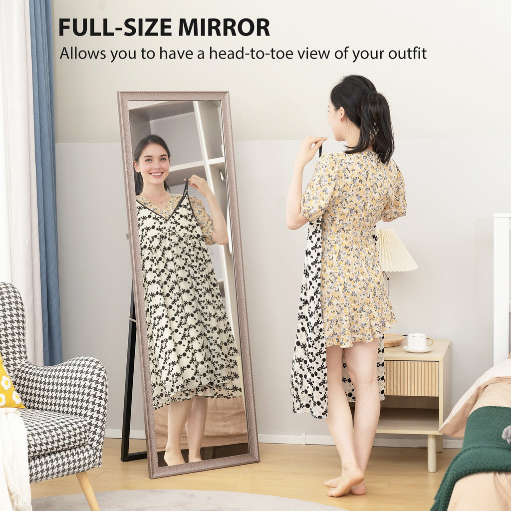 64" x 21" Rectangular Full Length Mirror with Frame, Free Standing, Wall Mounted or Leaning, Gunmetal Silver