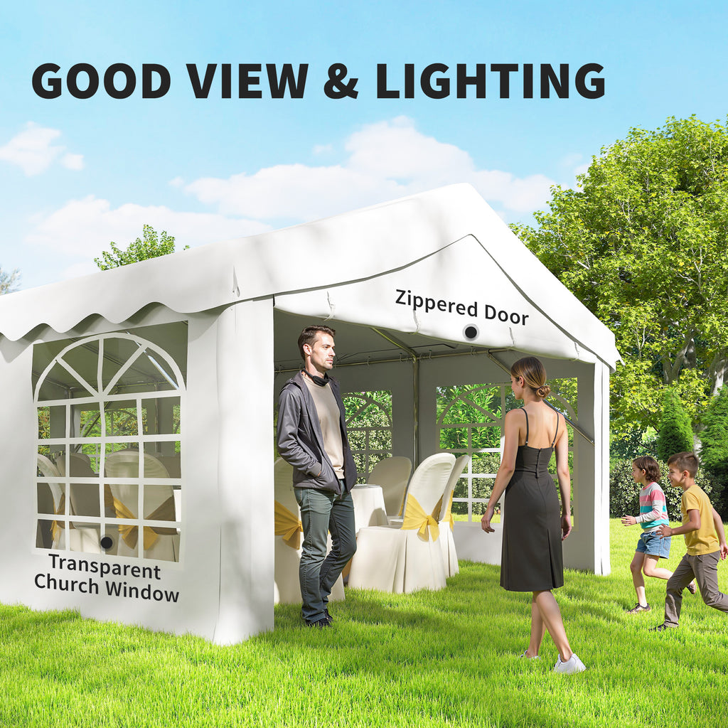 13'x26' Heavy Duty Large Party Tent & Carport with Removable Sidewalls, Windows, Portable Garage Canopy Tent, White
