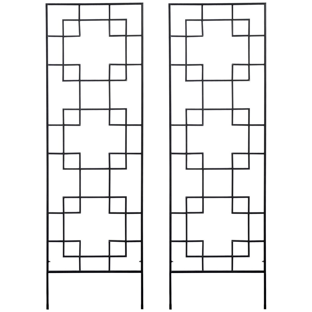 2 Pack Garden Trellis for Climbing Plants, Outdoor Metal Grid Panels for Roses, Vine Flower, Cucumber, Clematis, 72" Tall