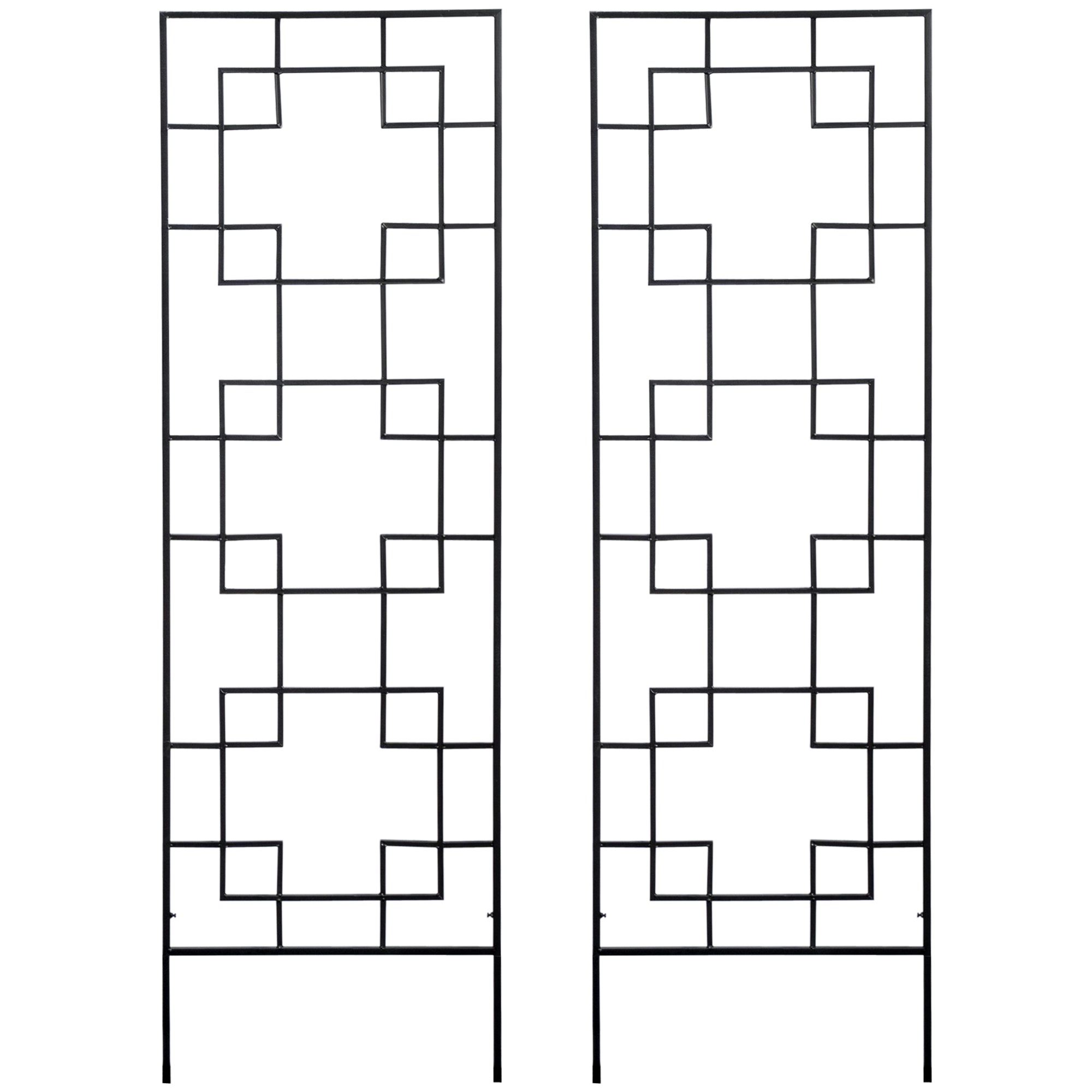 2 Pack Garden Trellis for Climbing Plants, Outdoor Metal Grid Panels for Roses, Vine Flower, Cucumber, Clematis, 72" Tall