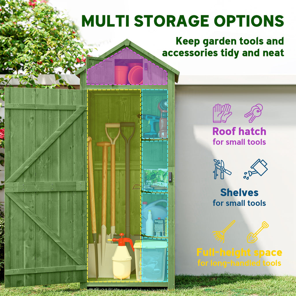 30" x 21" x 71" Garden Storage Shed, Outdoor Tool Utility Storage House  with 3 Tier Shelves and Roof, Green