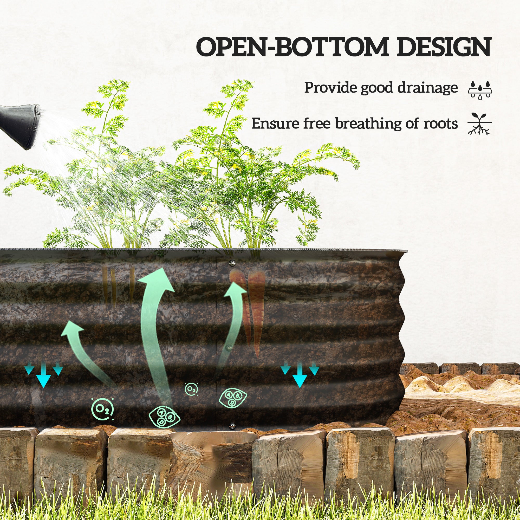 4.9 x 2 x 1ft Galvanized Raised Garden Bed Kit, Metal Planter Box with Safety Edging, Black