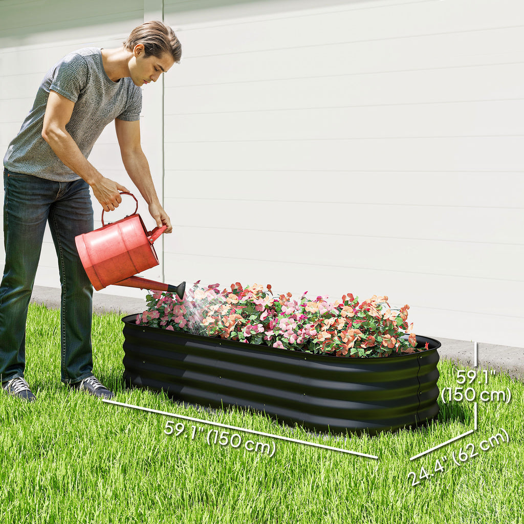 4.9 x 2 x 1ft Galvanized Raised Garden Bed Kit, Metal Planter Box with Safety Edging, Black