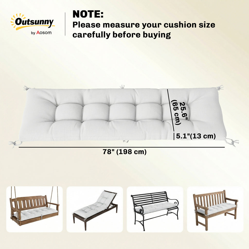 Patio Lounge Chair Cushion, UV50+ Chaise Lounge Chair Cushion with Securing Straps for Patio, 78 x 25.6 inch, Cream White