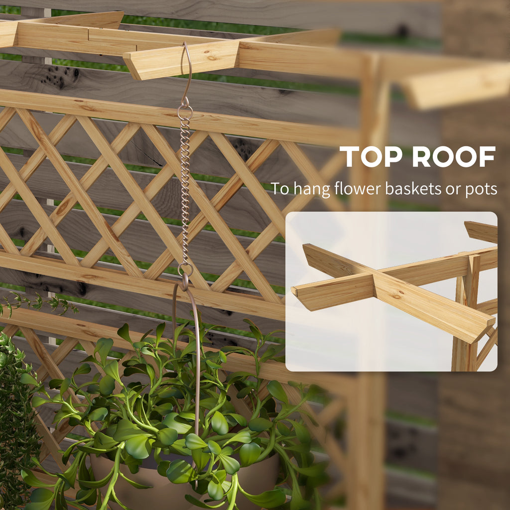 Wooden Planter with Trellis Privacy Screen, Raised Garden Bed to Grow Vegetables, Herbs and Flowers, Natural