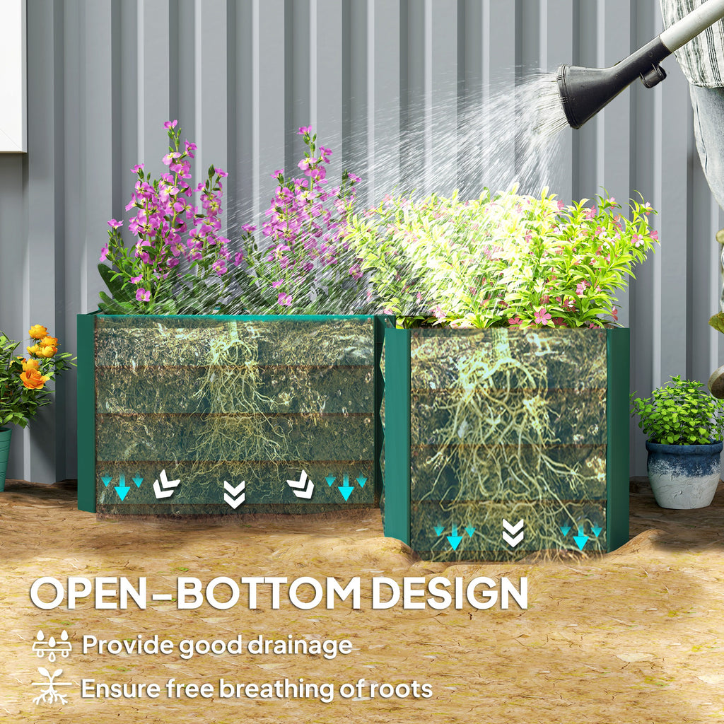 45" x 45" x 17" L-Shaped Galvanized Steel Raised Garden Bed for Vegetables, Flowers, Herbs, Green