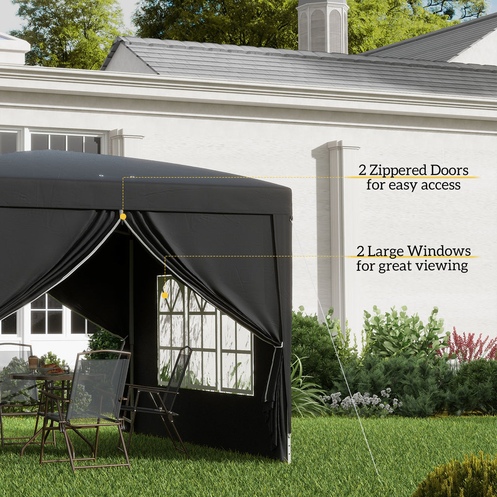 10'x10' Outdoor Pop Up Party Tent Wedding Gazebo Canopy with Carrying Bag (Black)