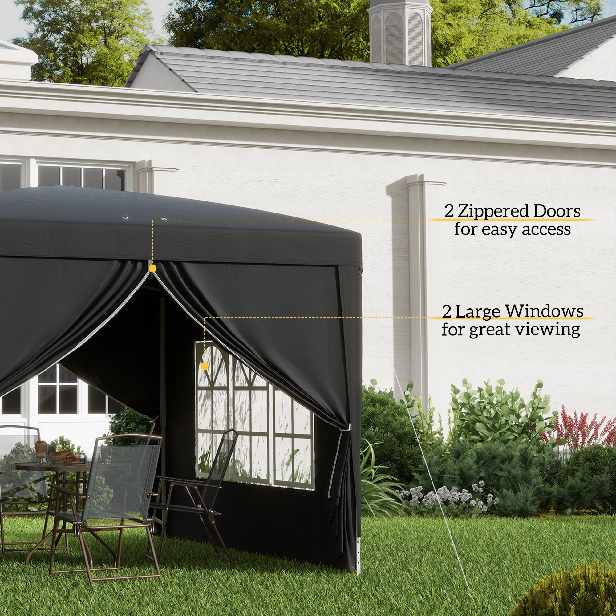 10'x10' Outdoor Pop Up Party Tent Wedding Gazebo Canopy with Carrying Bag (Black)