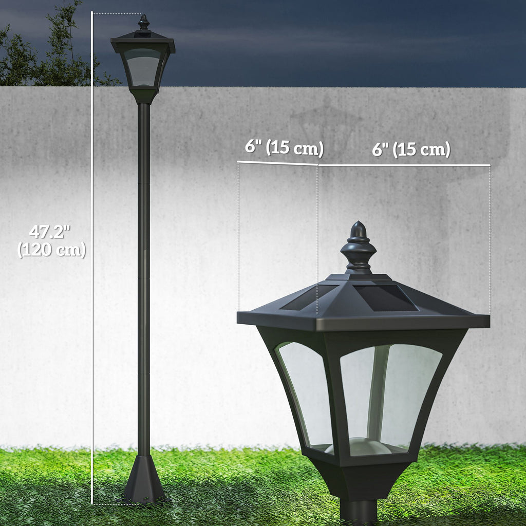 Single Solar Lamp Post Garden Solar-Powered LED Streetlight Style Outdoor Light Waterproof 5-6 Hours with Base for Lawn Pathway Walkway 47"H, Black