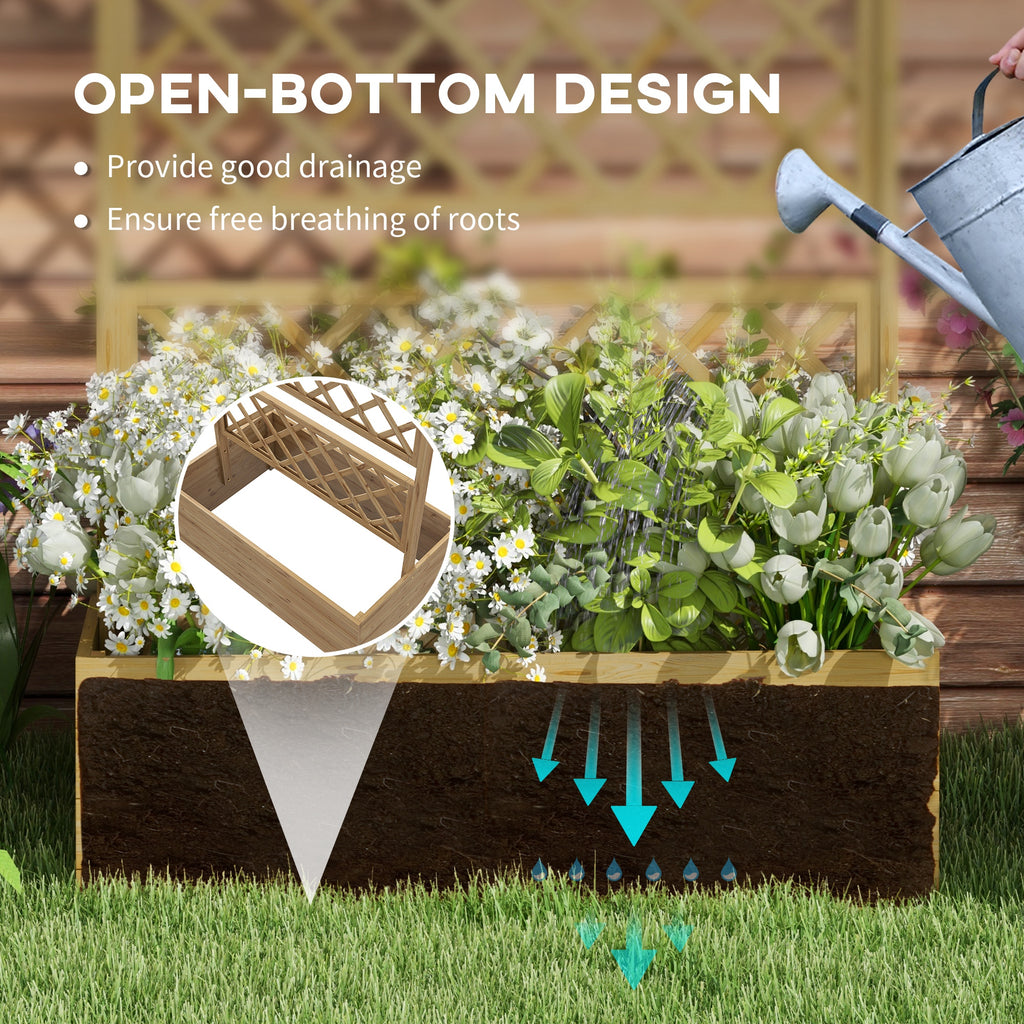 Wooden Planter with Trellis Privacy Screen, Raised Garden Bed to Grow Vegetables, Herbs and Flowers, Natural