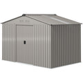 9.1' x 6.4' x 6.3' Garden Storage Shed w/ Foundation Kit Metal Tool Storage House w/ Double Doors Grey