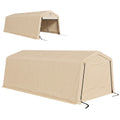 11' x 20' Portable Garage, Heavy Duty Carport Canopy with Ventilation Windows and Large Roll-up Door, Khaki