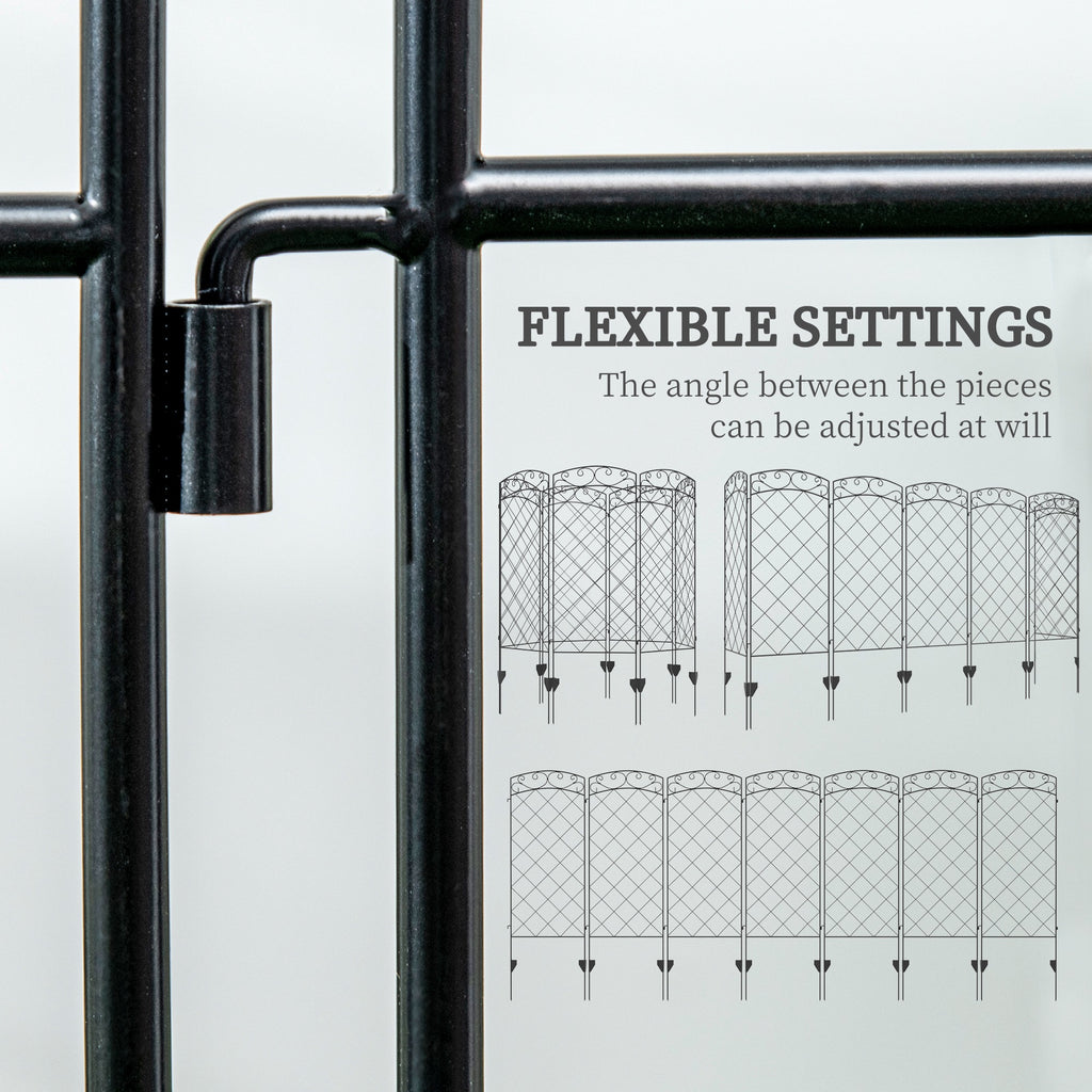 7 Pack Garden Fencing for Yard, Decorative Fence Panels as Flower Edging, Black