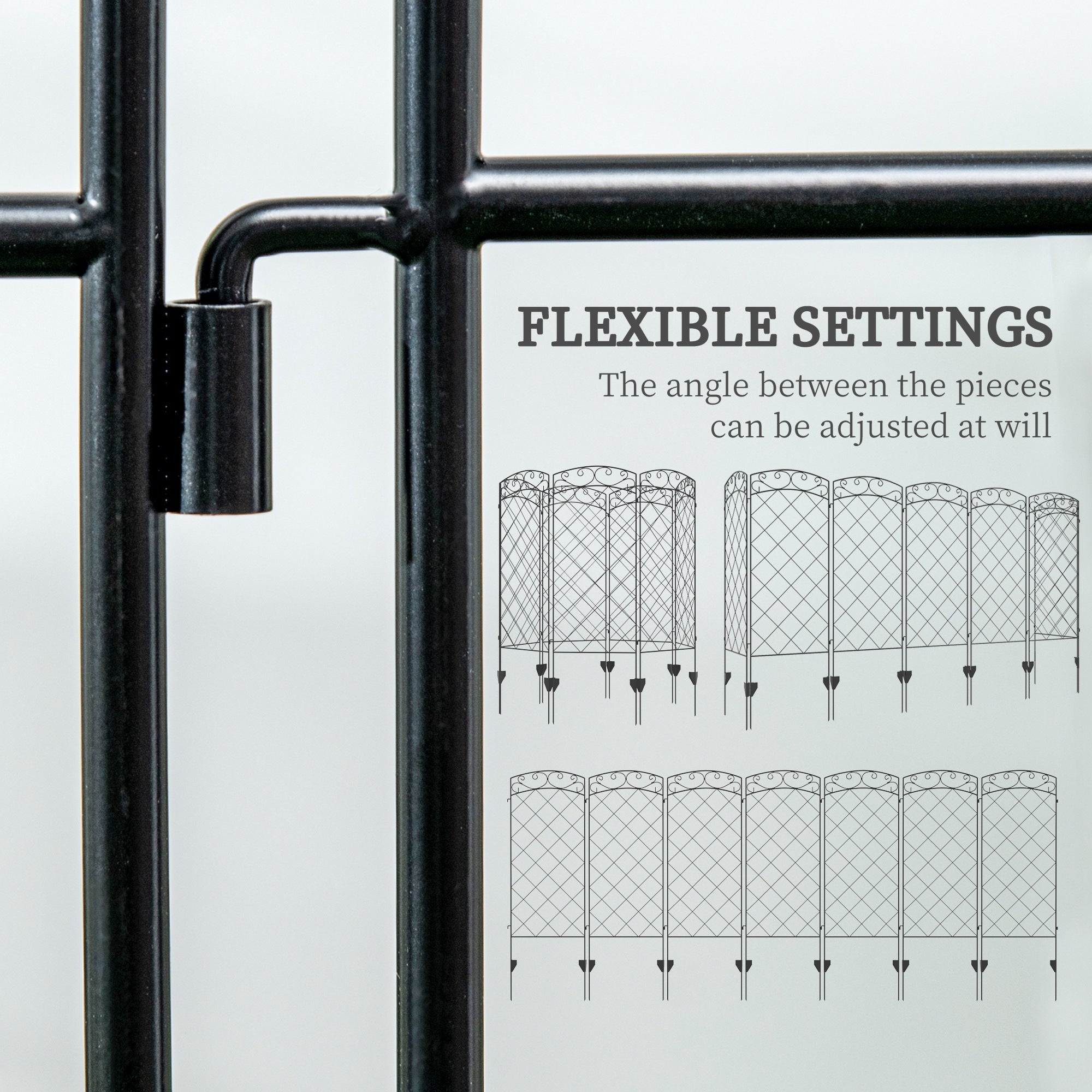 7 Pack Garden Fencing for Yard, Decorative Fence Panels as Flower Edging, Black