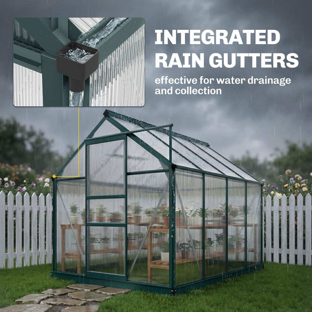 6.2' x 8.3' x 6.6' Clear Polycarbonate Greenhouse, Large Walk-In Green House w/ Slide Door
