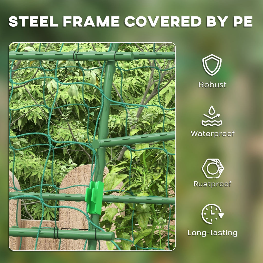 Arched Garden Trellis w/ Climbing Net Metal Cucumber Plant Trellis A-Frame for Climbing Plants 57" x 66" x 81"