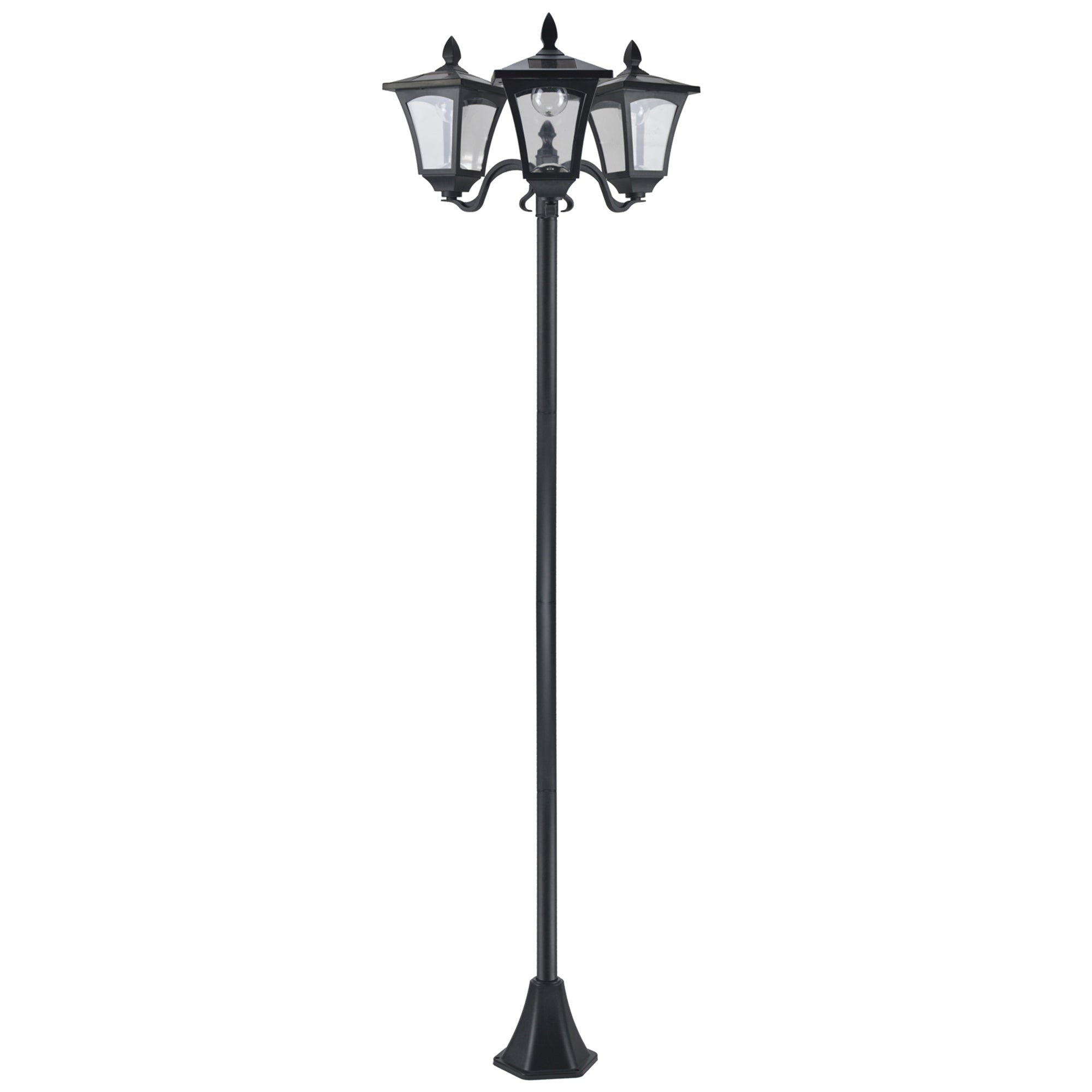 Outdoor Solar Lamp Post, Vintage Style, Dimmable, Waterproof, for Garden Lawn Pathway Walkway, Black