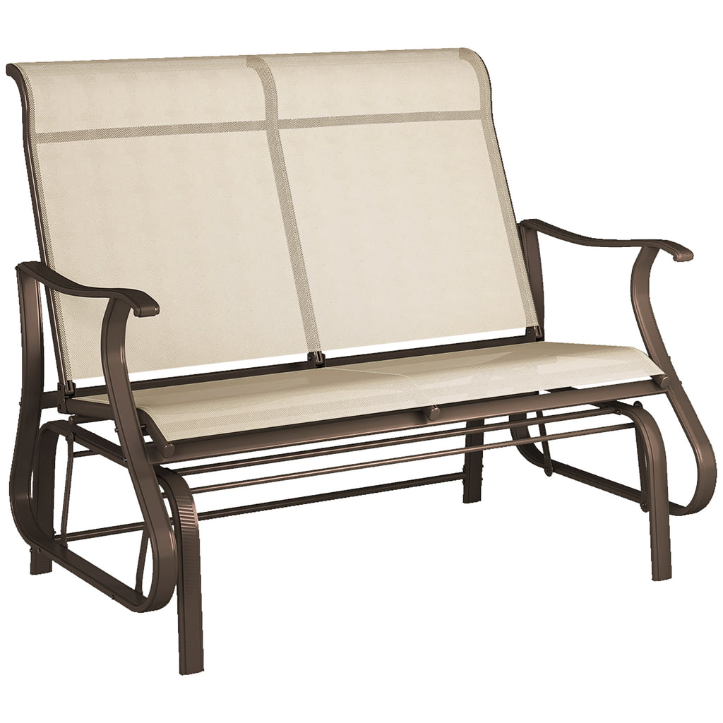 2-Person Outdoor Glider Chair, Patio Glider Rocking Chair with Mesh Seat and Backrest, Steel Frame for Outdoor, Backyard, Khaki